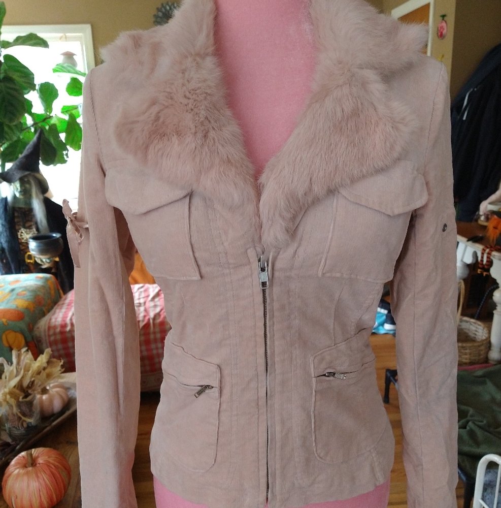 Pale pink corduroy jacket, by Arden B.